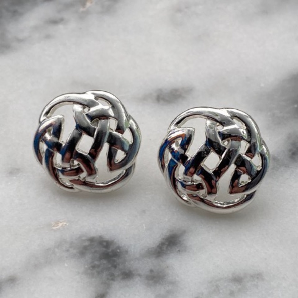 Solid Sterling Silver Celtic Knot Earrings - image 1